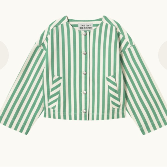 The Tiny Big Sister Jackets & Blazers - The Tiny Big Sister Berta Striped Denim Jacket 40 NWT